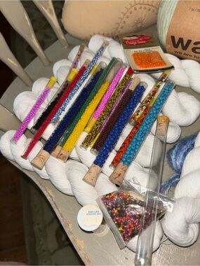 Vintage Assorted Multicolor Glass Seed Beads in Test Tubes cork topped